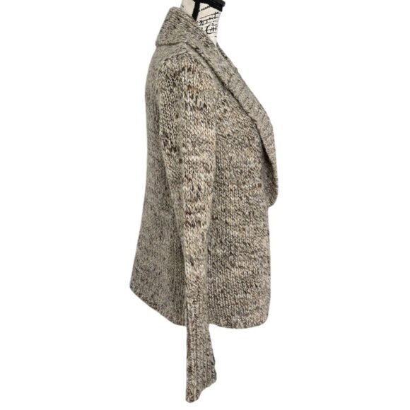 Talbots Open Front Knit Cardigan Sweater Chunky Shawl Collar Wool Alpaca Size S - Picture 2 of 7